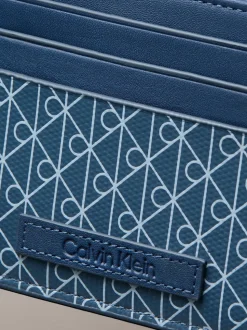 Blauw - Calvin Klein Allover Monogram Logo Card Holder