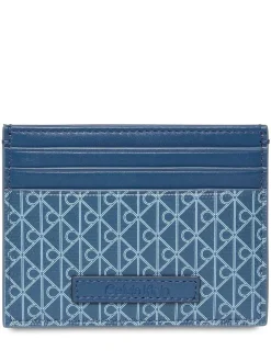 Blauw - Calvin Klein Allover Monogram Logo Card Holder