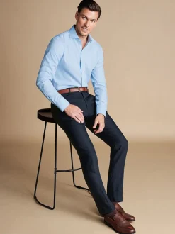 Blauw - Charles Tyrwhitt slim fit 100% linnen broek