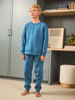 Blauw - Enkele behaaglijke fleece pyjama (3 - 16 jr)