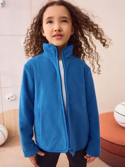 Blauw - Fleece jack met rits en zakken (3-16 jr)