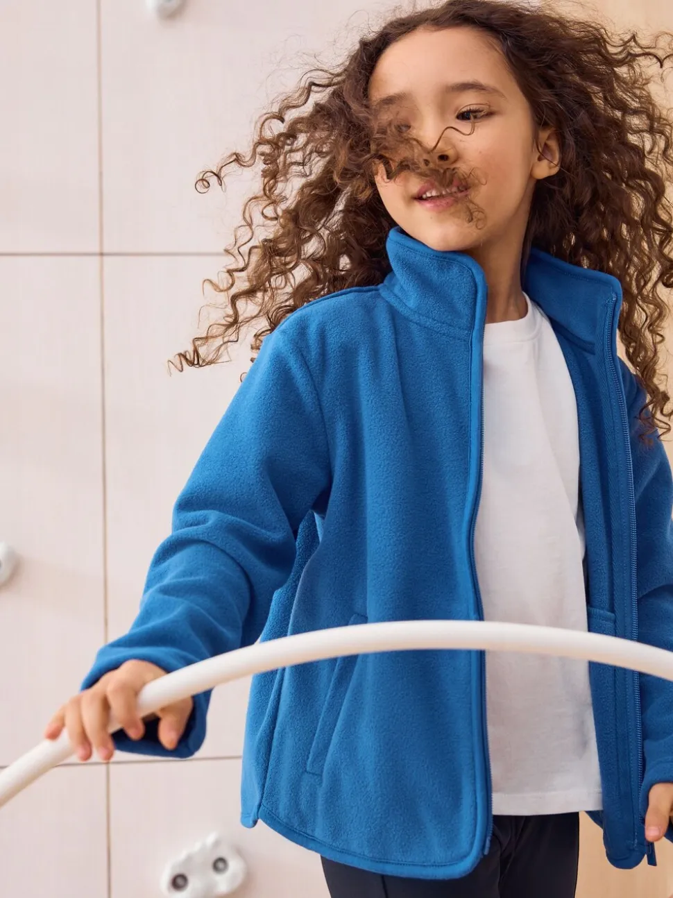 Blauw - Fleece jack met rits en zakken (3-16 jr)