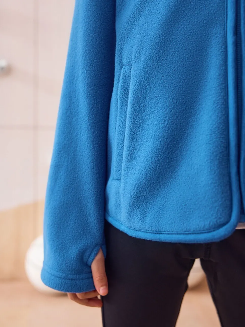 Blauw - Fleece jack met rits en zakken (3-16 jr)