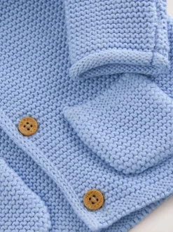 Blauw - Gebreid babyvest (0 mnd- 2 jr)