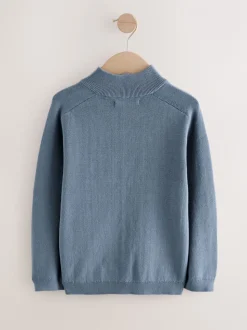 Blauw - Gebreid vest met rits (3-16 jr)