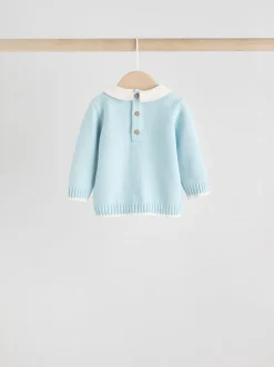 Blauw - Gebreide trui en leggings babyset (0mnd-3jr)
