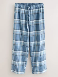 Blauw - Geruite pyjama met korte mouwen