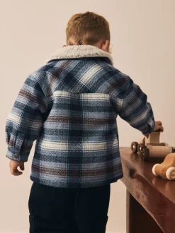 Blauw - Geruite shacket met borgvoering (3mnd -7jr)