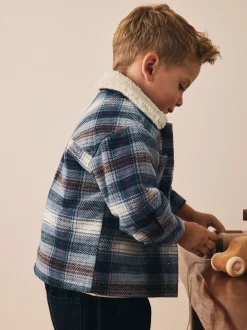 Blauw - Geruite shacket met borgvoering (3mnd -7jr)
