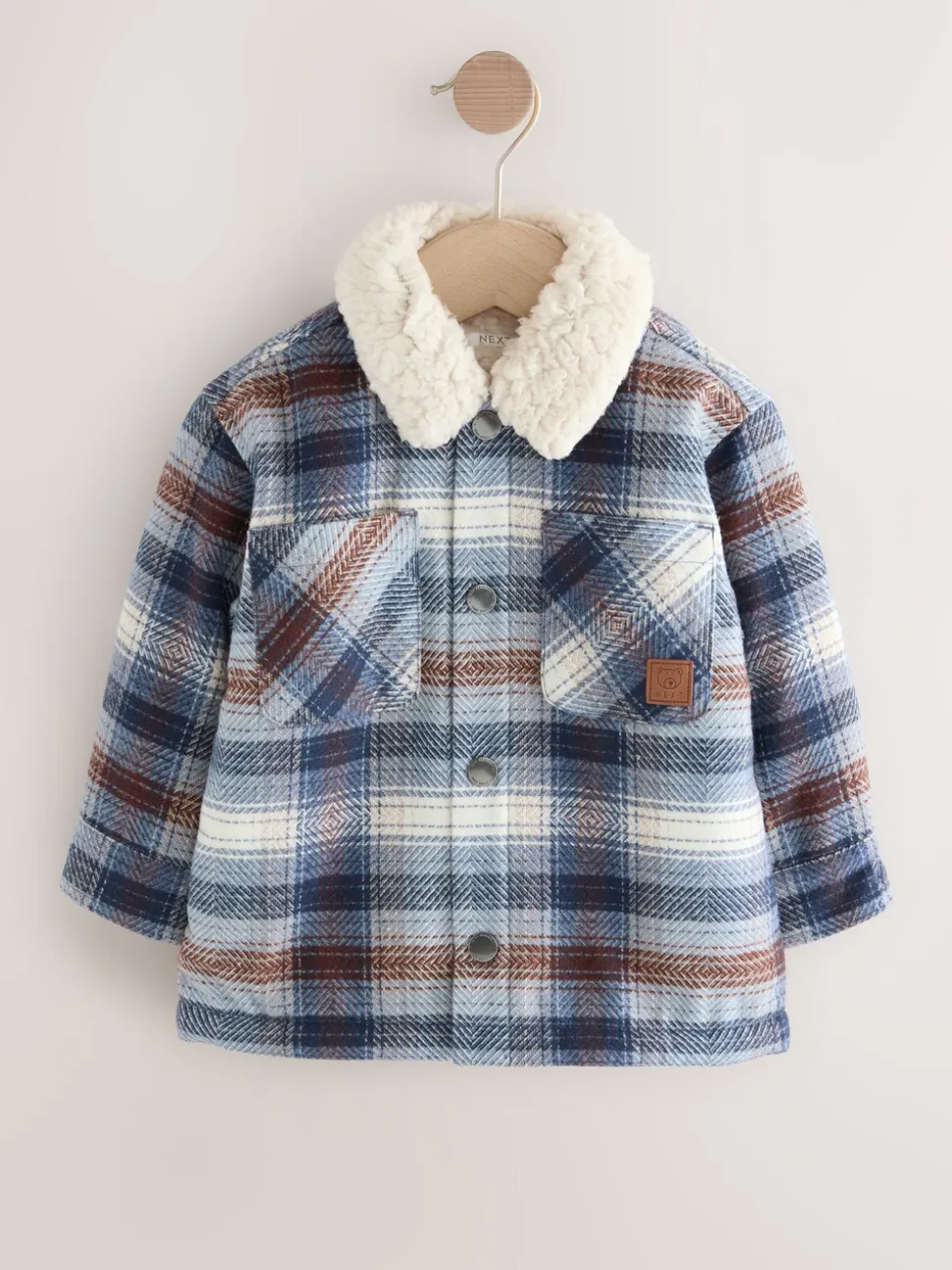 Blauw - Geruite shacket met borgvoering (3mnd -7jr)