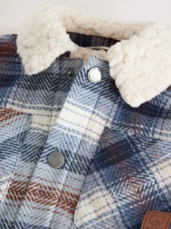 Blauw - Geruite shacket met borgvoering (3mnd -7jr)