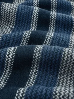 Blauw - Gestreepte gebreide sjaal