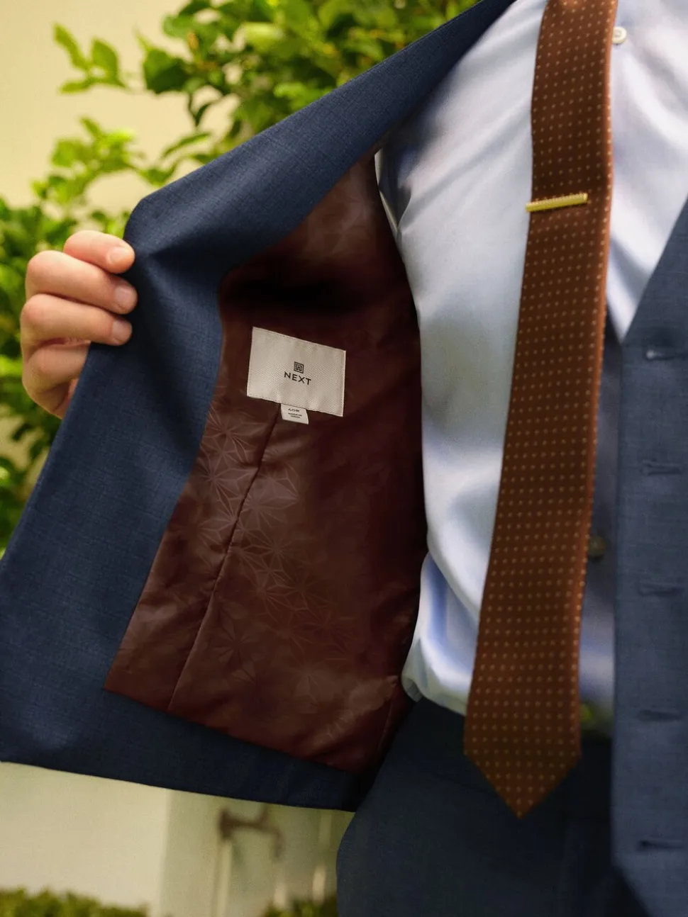 Blauw - Gilet van getextureerde wolmix