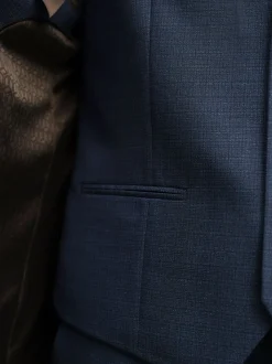 Blauw - Gilet van getextureerde wolmix