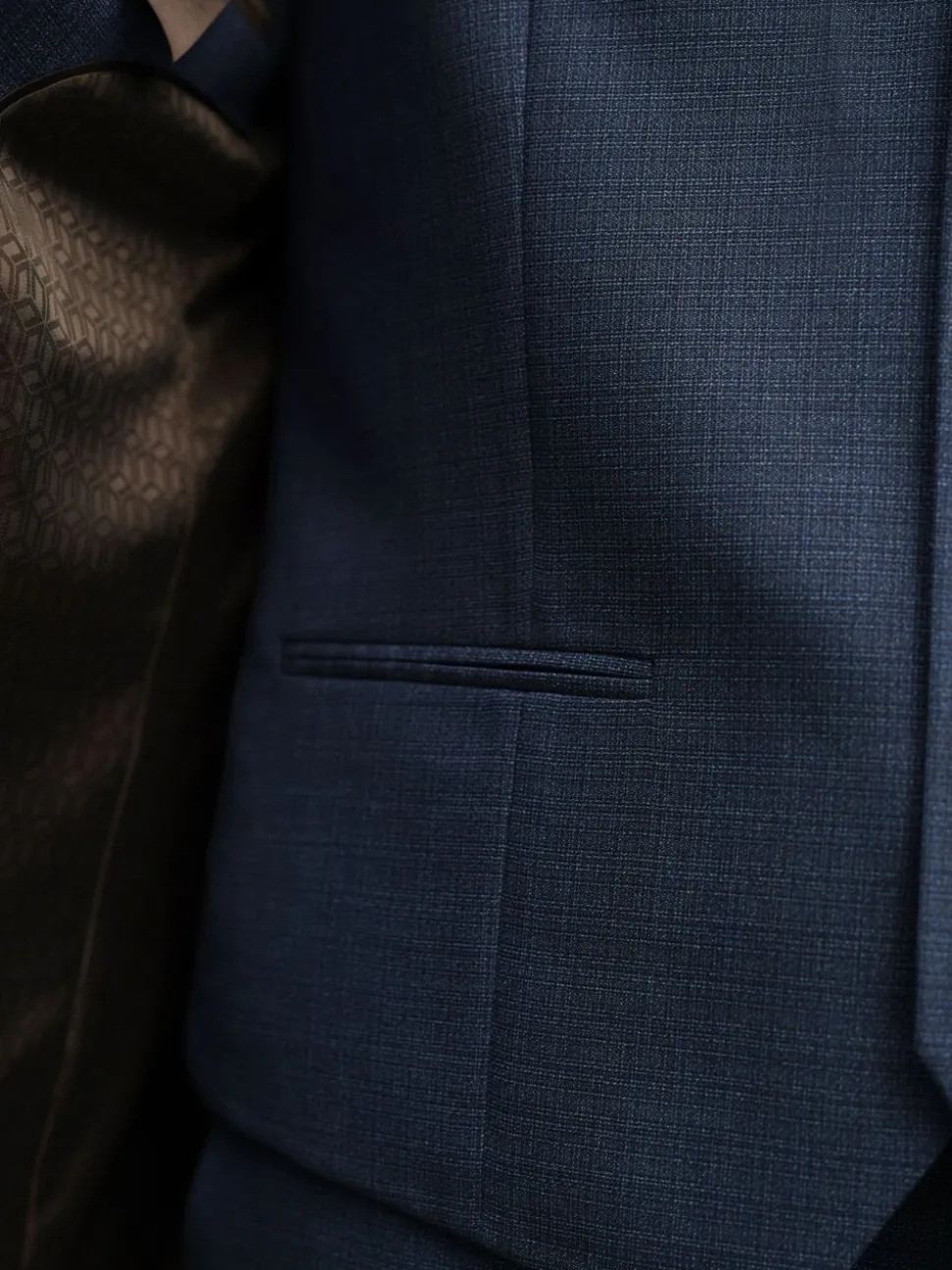 Blauw - Gilet van getextureerde wolmix