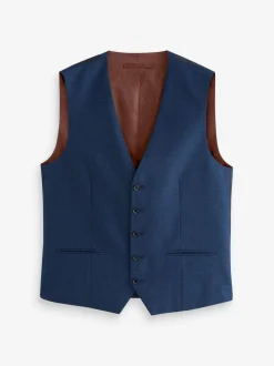 Blauw - Gilet van getextureerde wolmix