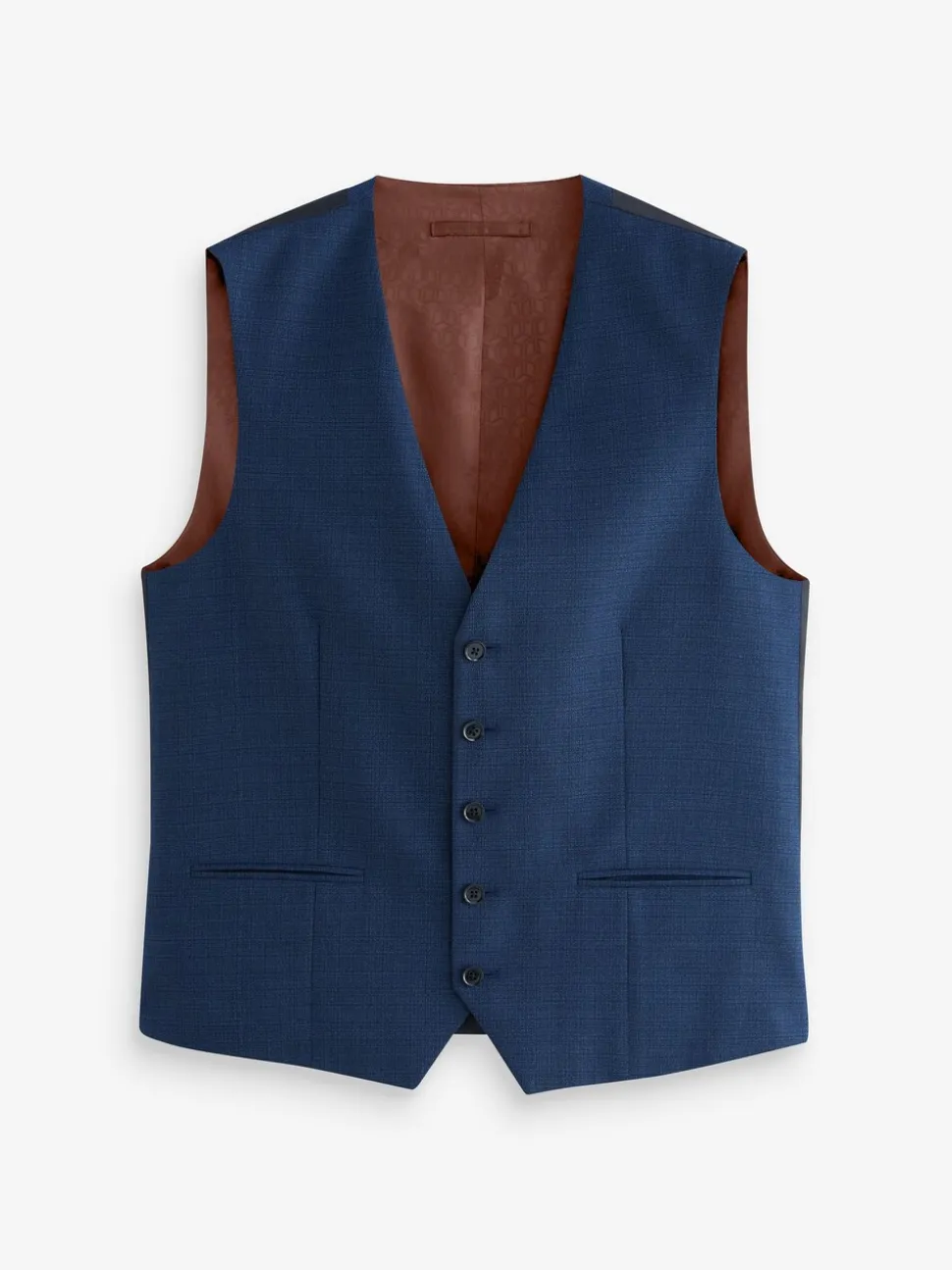 Blauw - Gilet van getextureerde wolmix