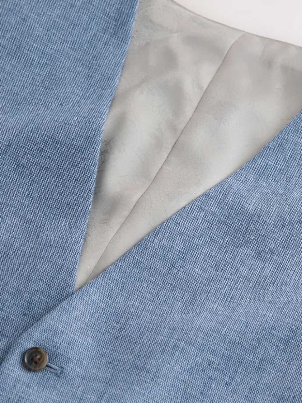 Blauw - Gilet van linnenmix met textuur
