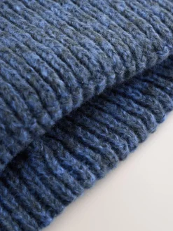 Blauw - Grofgebreide beanie-muts (1-16jr)