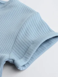 Blauw - Grootvader Knopen bij de hals 4 set Baby Rompertjes