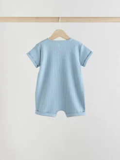 Blauw - Grootvader Knopen bij de hals 4 set Baby Rompertjes