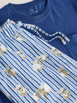 Blauw - Hamish the Highland Cow Jersey Short Sleeve Pyjamas Set
