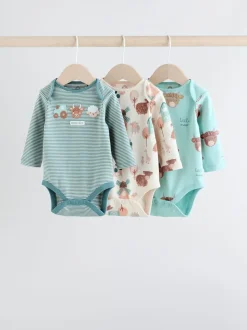 Blauw - Hamish-rompertjes met lange mouwen, 3 stuks