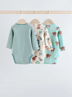 Blauw - Hamish-rompertjes met lange mouwen, 3 stuks