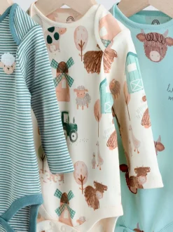Blauw - Hamish-rompertjes met lange mouwen, 3 stuks