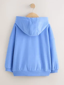Blauw - Hoodie met doorlopende rits (3-16 jr)