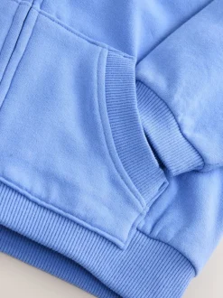 Blauw - Hoodie met doorlopende rits (3-16 jr)