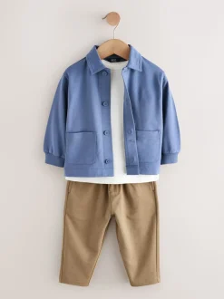 Blauw - Jersey Shirt T-Shirt and Joggers 3 Piece Set (3mths-7yrs)