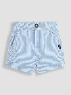 Blauw - JoJo Maman Bébé Seersucker gestreepte short van 100% katoen