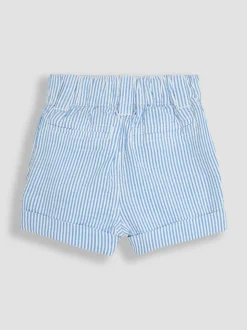 Blauw - JoJo Maman Bébé Seersucker gestreepte short van 100% katoen