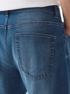 Blauw - Klassieke stretchjeans met standaard taps toelopende pasvorm