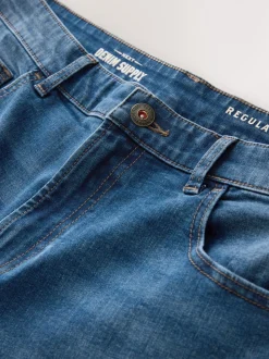 Blauw - Klassieke stretchjeans met standaard taps toelopende pasvorm