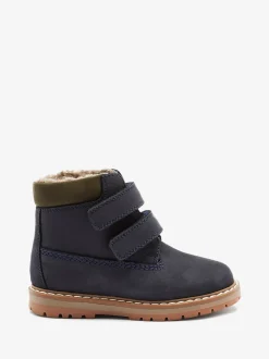 Blauw - Leren Thermal gevoerde Thinsulate werklaarzen met klittenbandsluiting