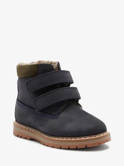 Blauw - Leren Thermal gevoerde Thinsulate werklaarzen met klittenbandsluiting
