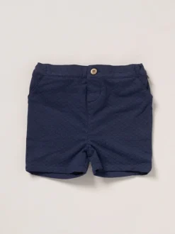 Blauw - Little Gent 100% Cotton Shirt, Waistcoat & Shorts Set