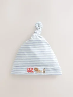 Blauw - London set van 3 Baby Hoeden met Stropdas bovenkant (0-18mnd)