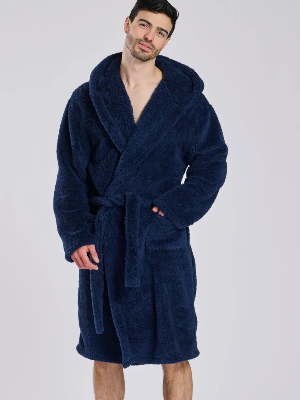 Blauw - Loungeable Sherpa kamerjas met capuchon
