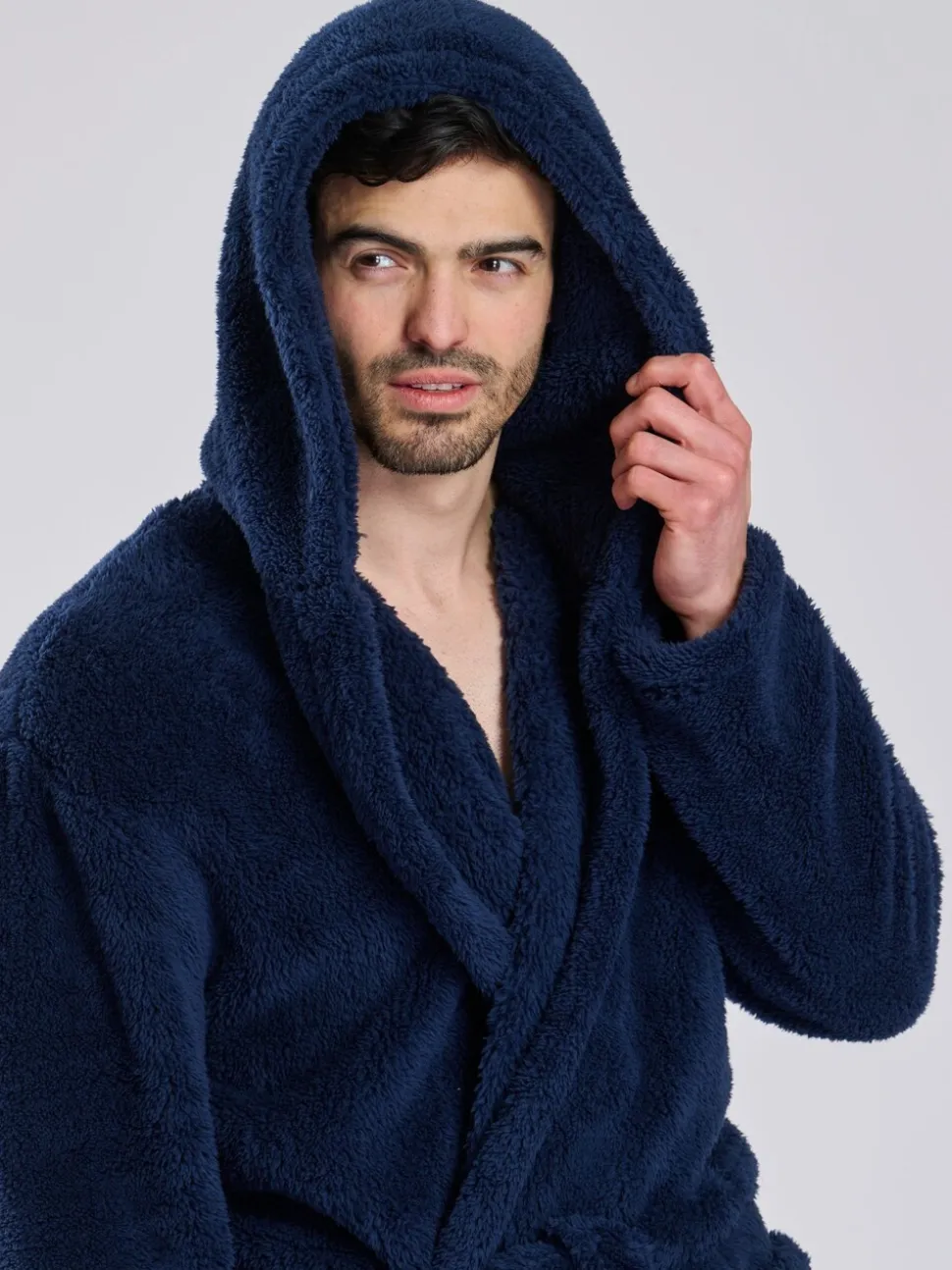 Blauw - Loungeable Sherpa kamerjas met capuchon
