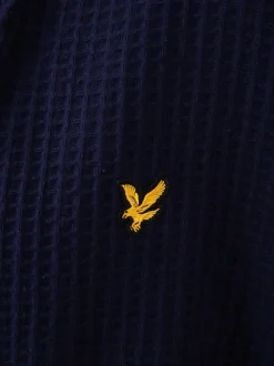 Blauw - Lyle & Scott 100% katoenen premium badjas met wafeldessin
