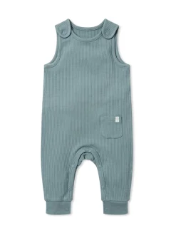 Blauw - MORI Ribbed Romper Dungarees