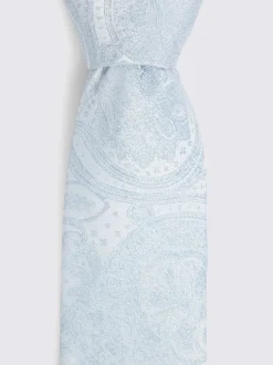 Blauw - MOSS Bruiloft Paisley Stropdas
