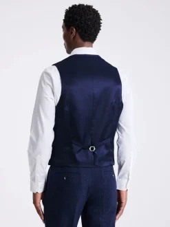 Blauw - MOSS slim-fit Donegal tweed gilet