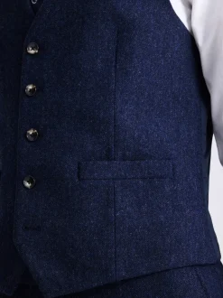 Blauw - MOSS slim-fit Donegal tweed gilet
