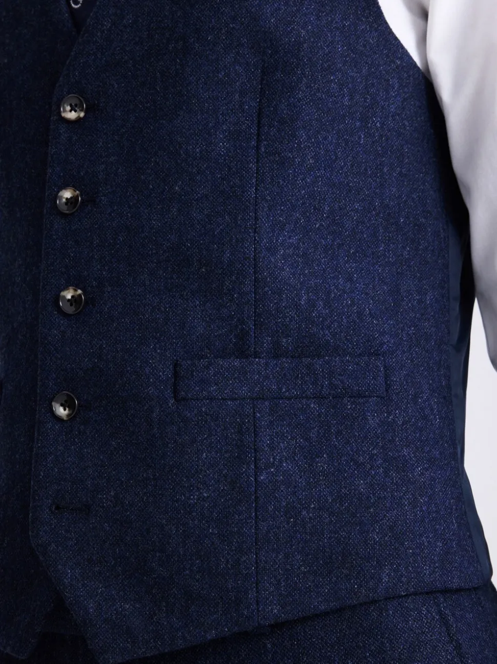 Blauw - MOSS slim-fit Donegal tweed gilet
