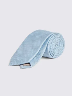 Blauw - Moss stropdas met textuur