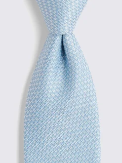 Blauw - Moss stropdas met textuur